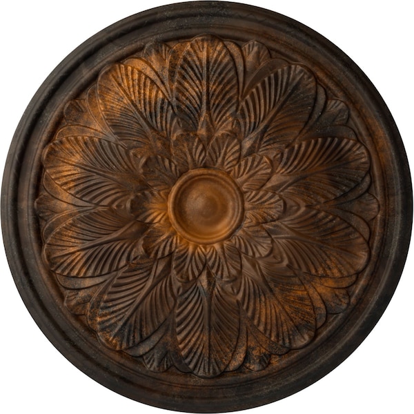 Ekena Millwork Bordeaux Ceiling Medallion (Fits Canopies up to 3 1/4"), Hand-Painted Rust, 22 5/8"OD x 1 3/4"P CM22BORUS - main